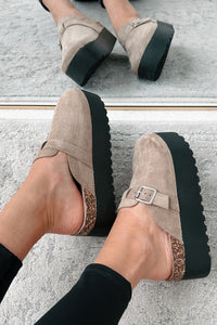 Been There Before Faux Suede Platform Clogs (Oat) - NanaMacs