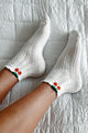 Maraschino Mood Cherry Ankle Socks (White) - NanaMacs