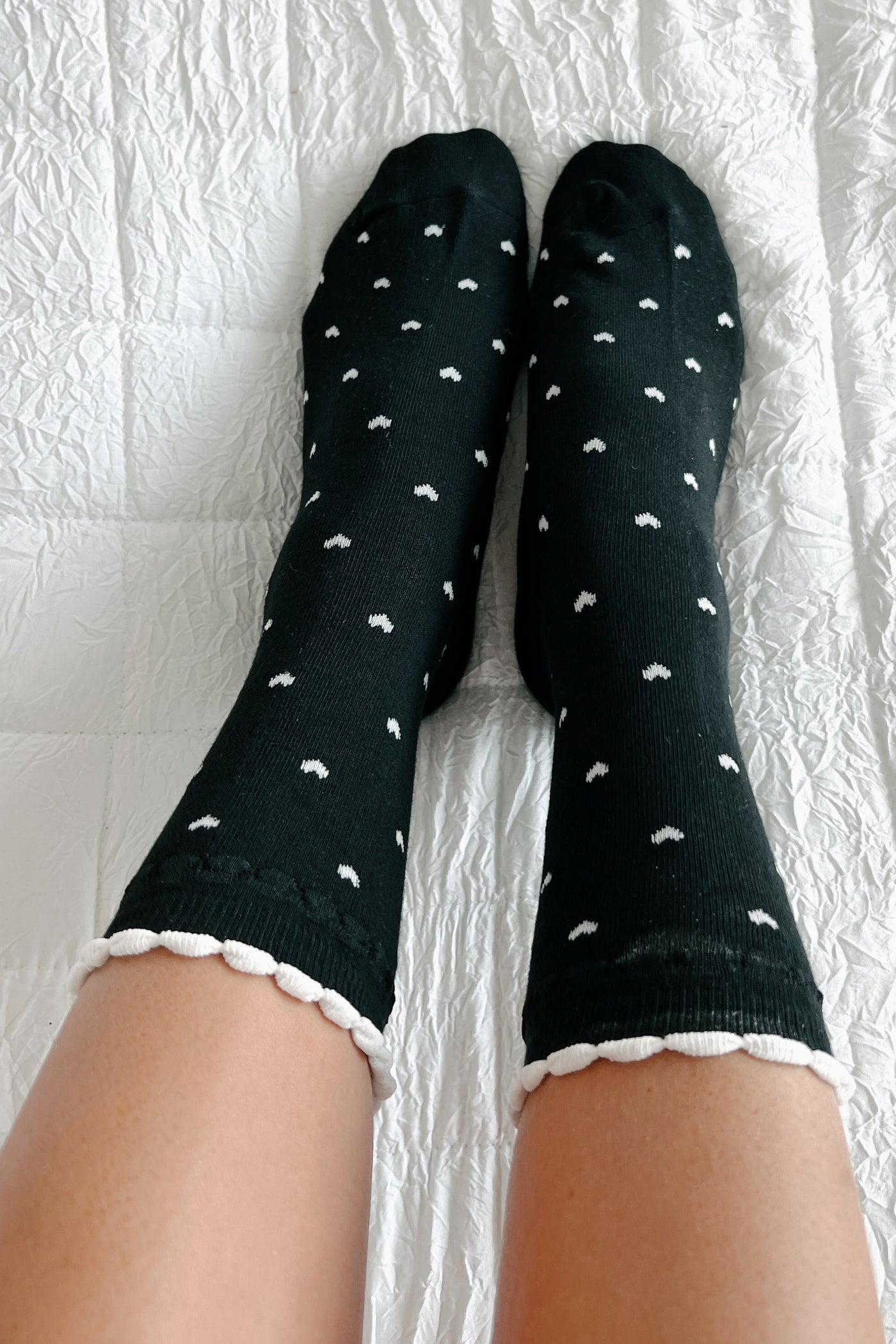 From My Head To My Toes Ruffled Heart Socks (Black) - NanaMacs