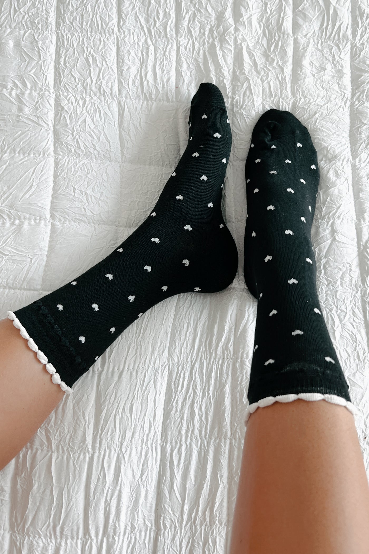 From My Head To My Toes Ruffled Heart Socks (Black) - NanaMacs