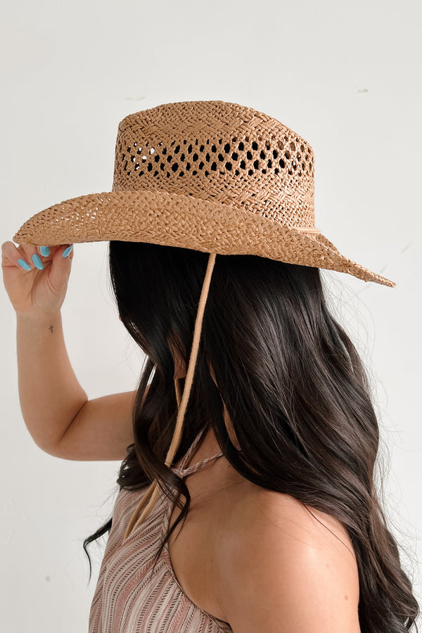 Sittin In The Sun Woven Straw Cowboy Hat (Tan) - NanaMacs