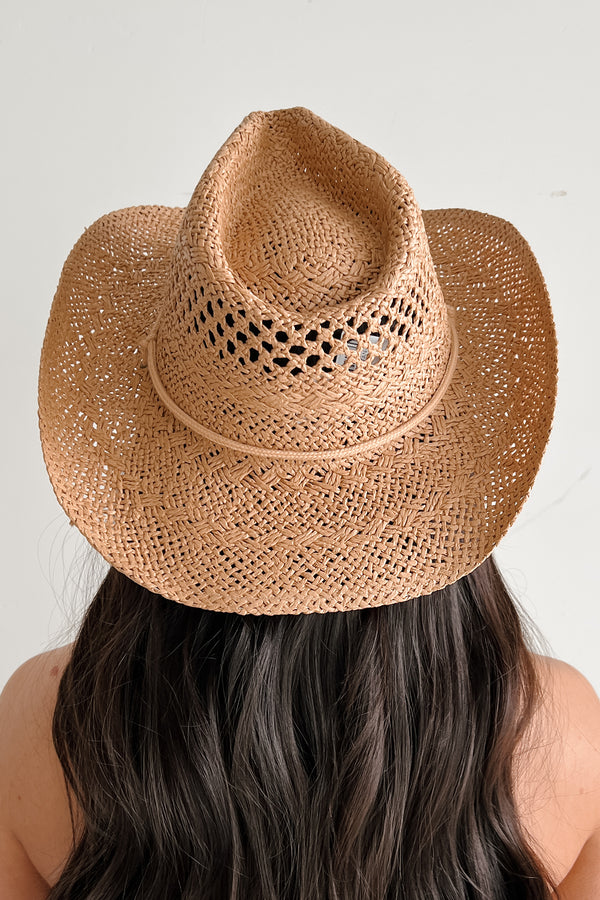 Sittin In The Sun Woven Straw Cowboy Hat (Tan) - NanaMacs