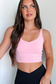 Andy V-Neck Padded Crop Tank (Light Pink) - NanaMacs