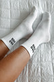 "Bad Ass" Ribbed Crew Socks (White) - NanaMacs