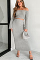 Desirable Beauty Fuzzy Knit Two-Piece Skirt Set (Grey) - NanaMacs