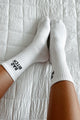 "Bad Bitch" Ribbed Crew Socks (White) - NanaMacs