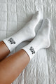 "Bad Bitch" Ribbed Crew Socks (White) - NanaMacs