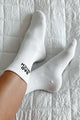 "Bad Bitch" Ribbed Crew Socks (White) - NanaMacs