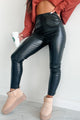 Downtown Dates Faux Leather Skinny Pants (Black) - NanaMacs