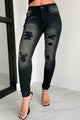 So In Sync Mid-Rise Distressed Kancan Skinny Jeans (Black) - NanaMacs