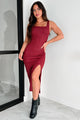 Life Is A Runway Metallic Knit Midi Dress (Ruby) - NanaMacs