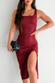 Life Is A Runway Metallic Knit Midi Dress (Ruby) - NanaMacs