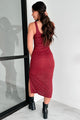 Life Is A Runway Metallic Knit Midi Dress (Ruby) - NanaMacs