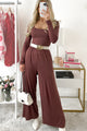 Cutting Corners Square Neck Wide Leg Jumpsuit (Red Brown) - NanaMacs