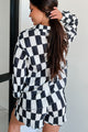 Cool Confidence Checkered Plisse Set (Black/White) - NanaMacs