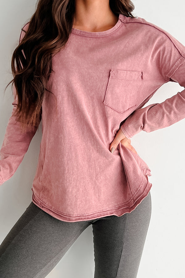 Emmett Mineral Wash Long Sleeve Top (Mauve) - NanaMacs