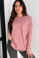 Emmett Mineral Wash Long Sleeve Top (Mauve) - NanaMacs