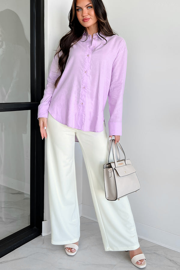 Dressed With Confidence Linen Dress Shirt (Lilac) - NanaMacs