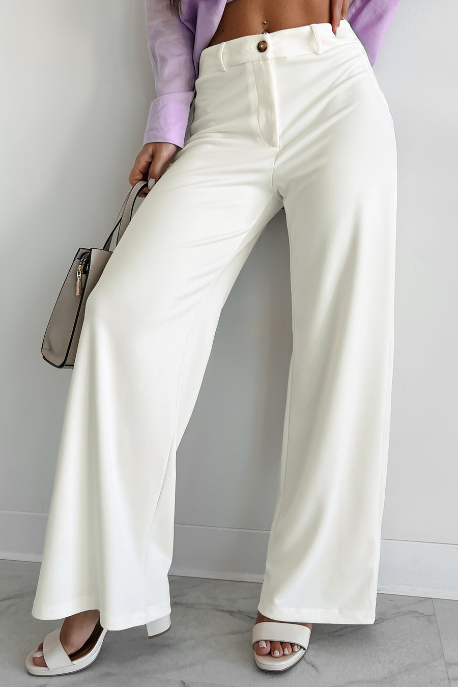 Working Together Wide Leg Pants (Off White) - NanaMacs