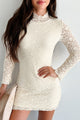 Vision To Behold Lace Long Sleeve Mini Dress (Cream) - NanaMacs