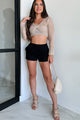 Miami Mondays Twist-Front Crochet Top (Khaki) - NanaMacs