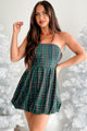 Scottish Roots Plaid Bubble Hem Dress (Green Plaid)