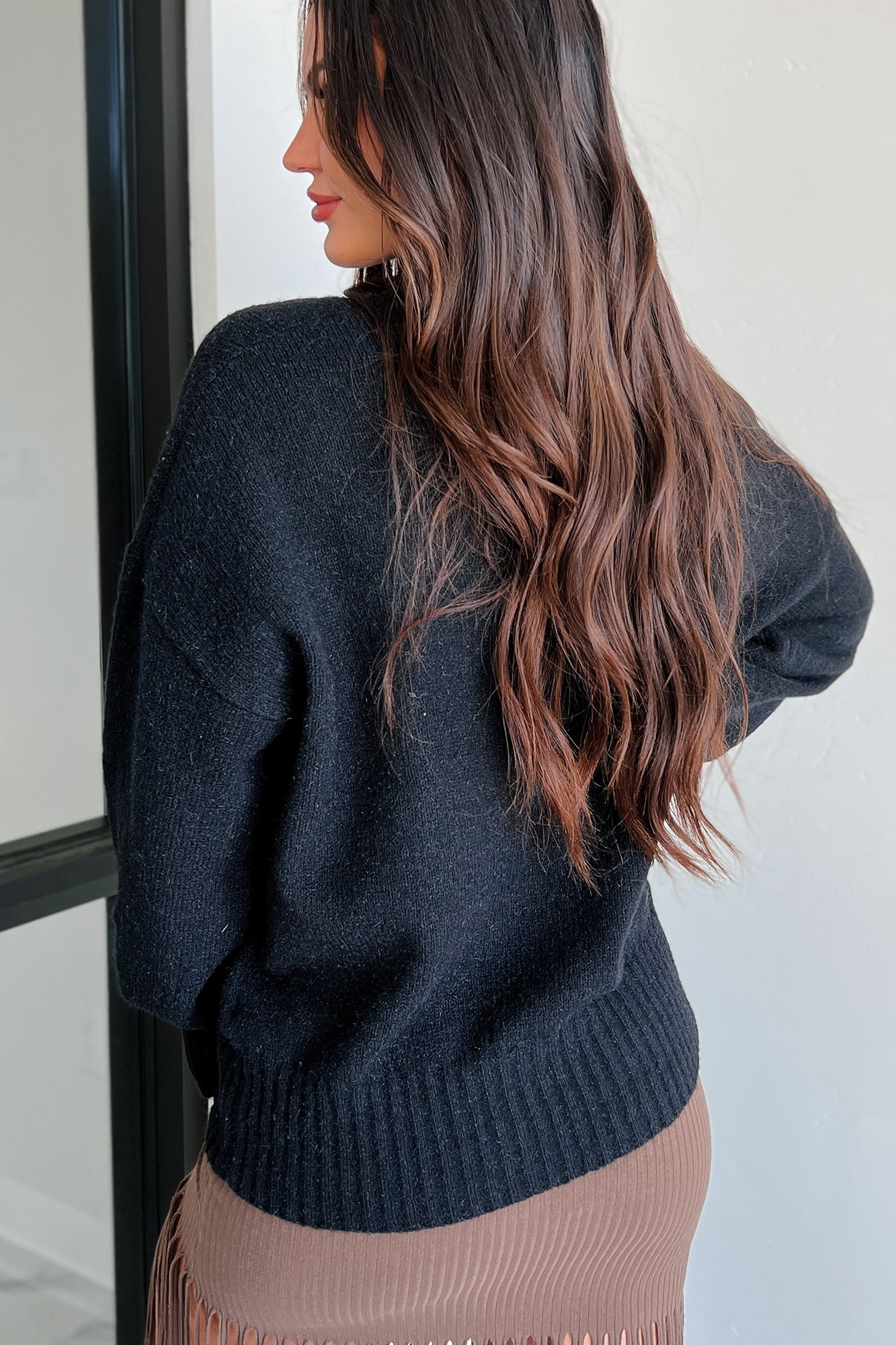 Reed Oversized Crewneck Sweater (Black) - NanaMacs