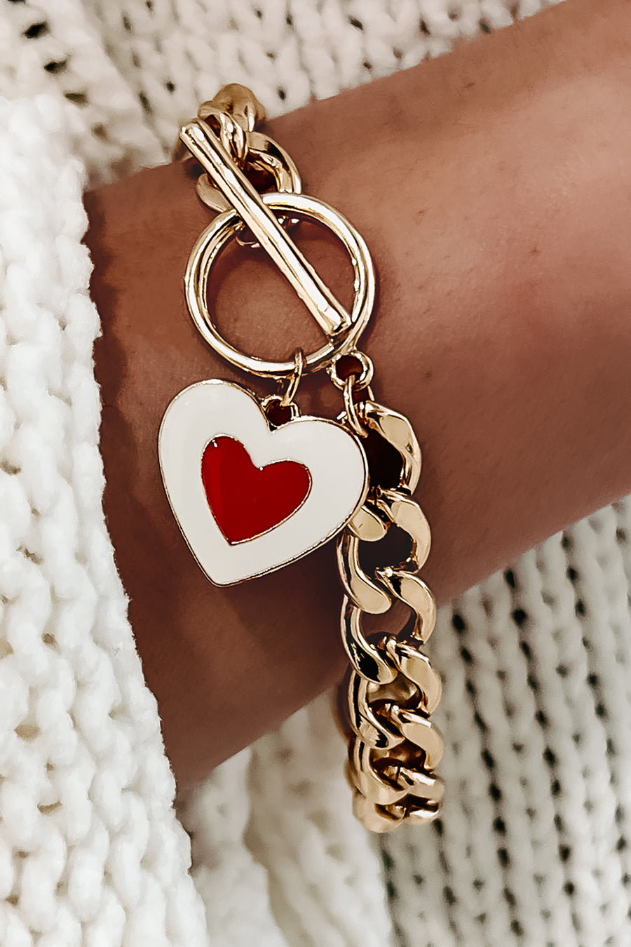 Speaking From The Heart Toggled Chain Bracelet (Gold) - NanaMacs