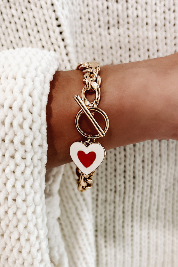 Speaking From The Heart Toggled Chain Bracelet (Gold) - NanaMacs