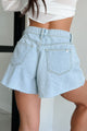 Evander High Rise Raw Hem Denim Sneak Peek Shorts (Light) - NanaMacs