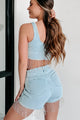 Blue Jean Baby Rhinestone Fringe Denim Two-Piece Shorts Set (Light Denim) - NanaMacs