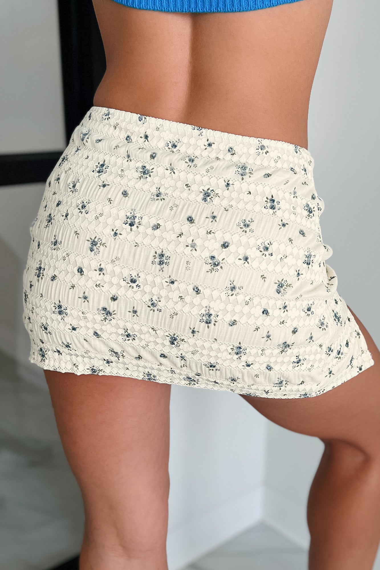 Caught A Vibe Ditsy Floral Mini Skirt (Cream) - NanaMacs