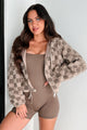 Always Warm Checkered Sherpa Zip-Up Jacket (Mocha)