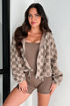 Always Warm Checkered Sherpa Zip-Up Jacket (Mocha) - NanaMacs