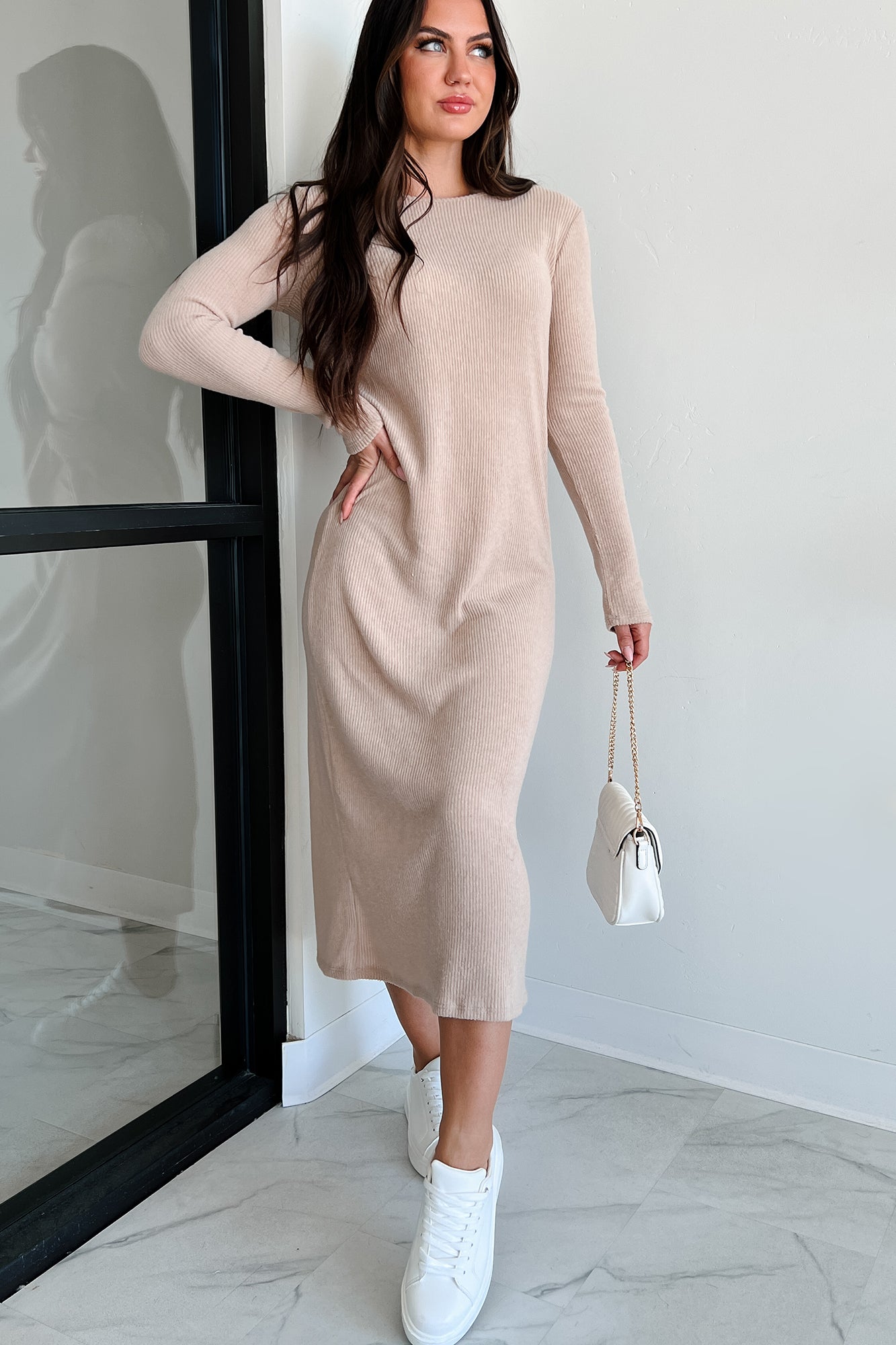 DOORBUSTER Zahari Long Sleeve Maxi Dress (Taupe) - NanaMacs