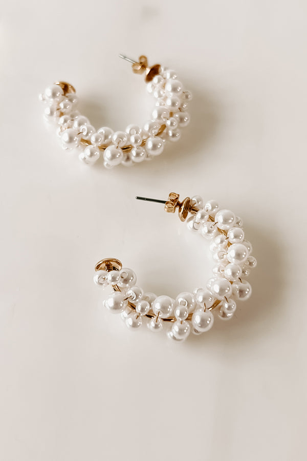 Pearled Precision Pearl Beaded Hoop Earrings (Gold) - NanaMacs