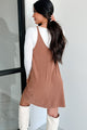 Rashana Ribbed V-Neck Mini Dress (Toffee Brown) - NanaMacs