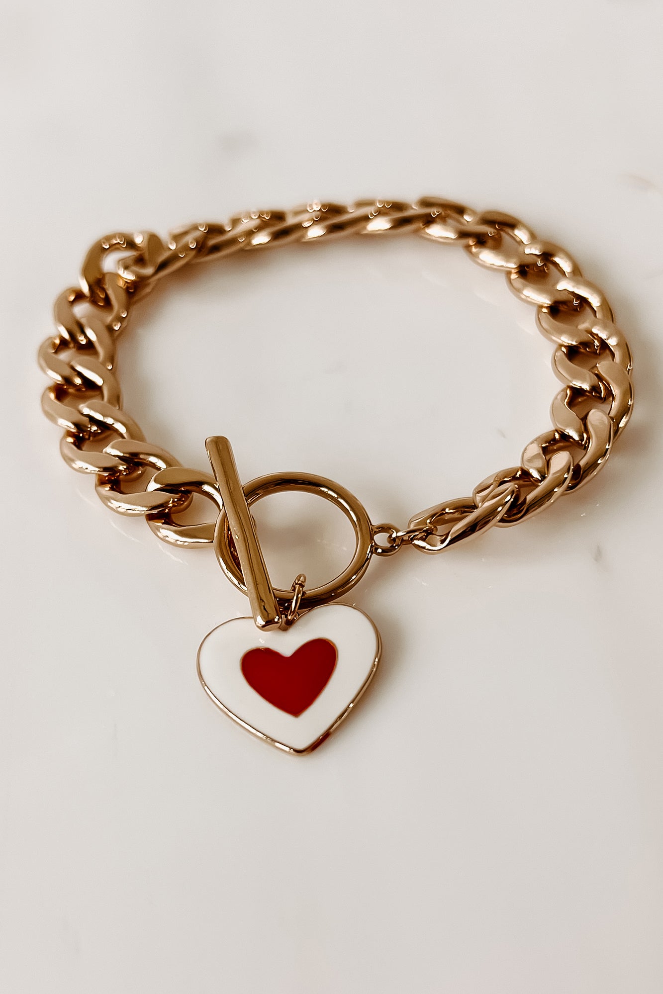 Speaking From The Heart Toggled Chain Bracelet (Gold) - NanaMacs