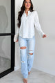 Only Good Days High Rise Distressed Wide Leg Jeans (Light) - NanaMacs