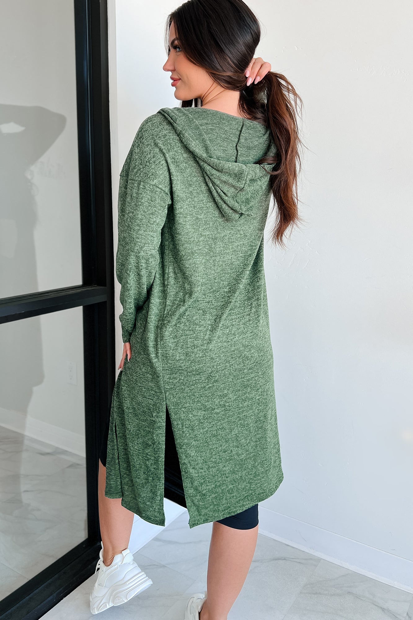 Zaiden Lightweight Hooded Cardigan (Olive) - NanaMacs