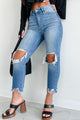 Eliana High Rise Distressed Kancan Mom Jeans (Medium) - NanaMacs