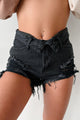 Check Your Ego High Rise Denim Fold-Over Shorts (Black) - NanaMacs
