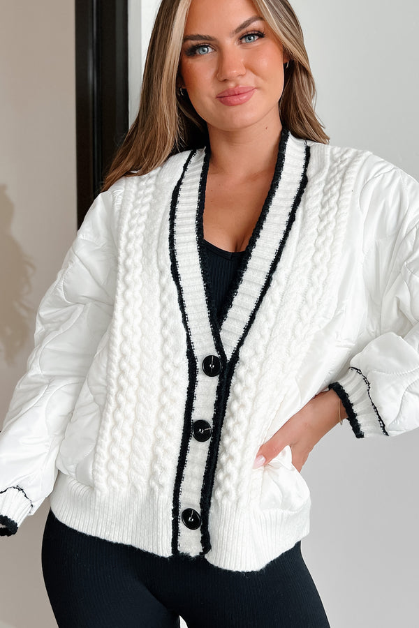 Whistling Winds Quilted Cardigan Jacket (Ivory) - NanaMacs