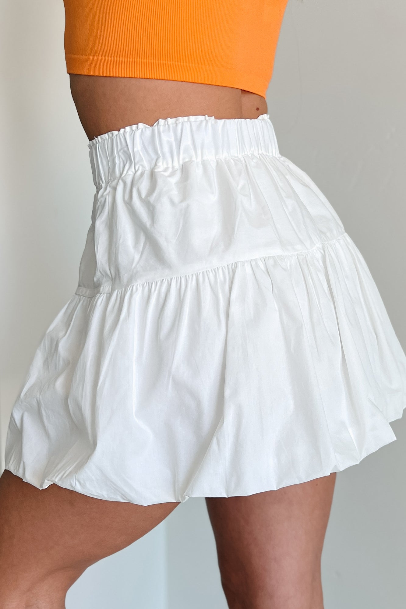 Total Infatuation Bubble Hem Mini Skirt (White) - NanaMacs