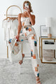 Sun & Done Printed Wide Leg Jumpsuit (Cream) - NanaMacs