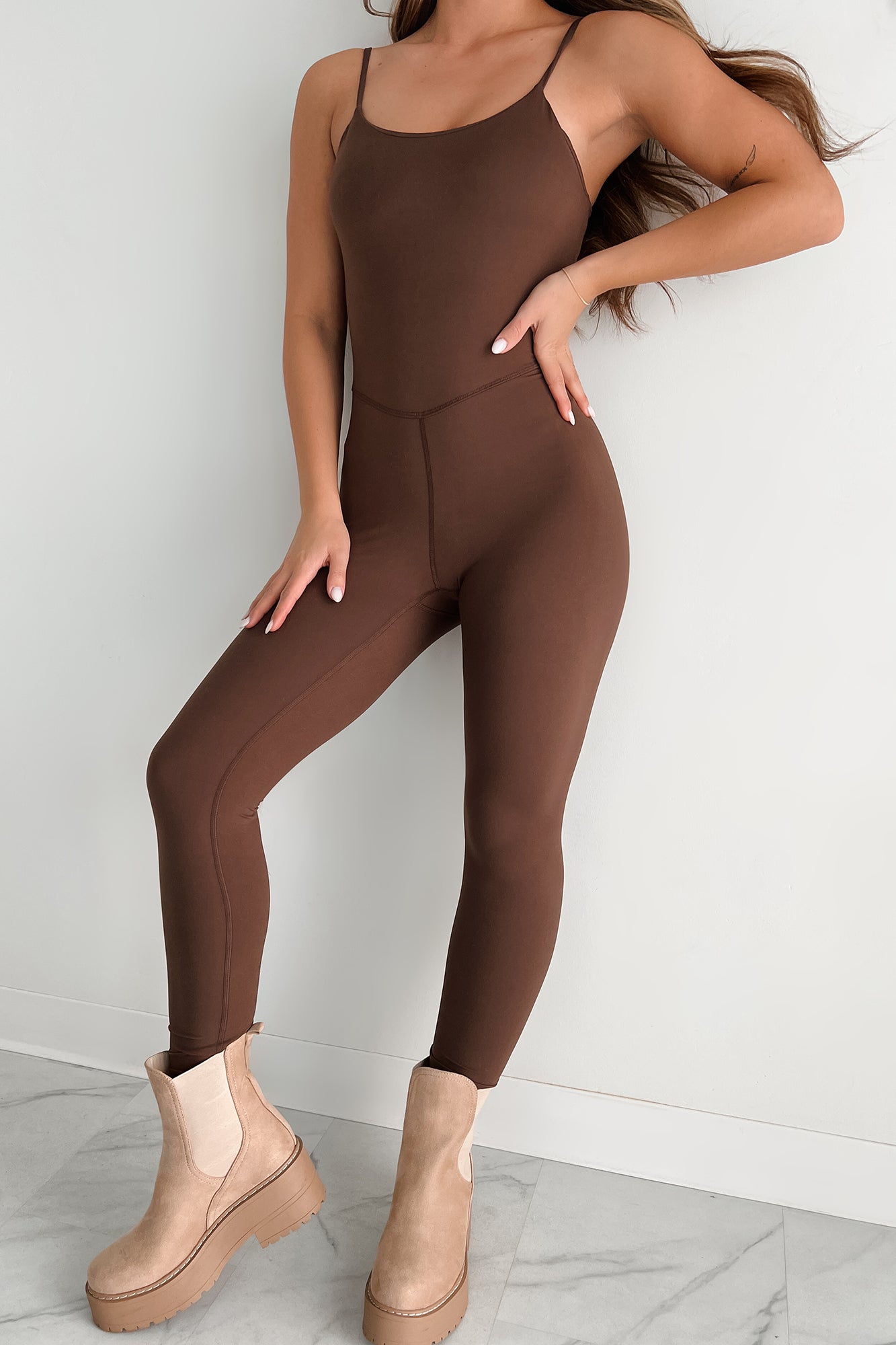 Winners Never Quit Fitted Cami Jumpsuit (Java) - NanaMacs