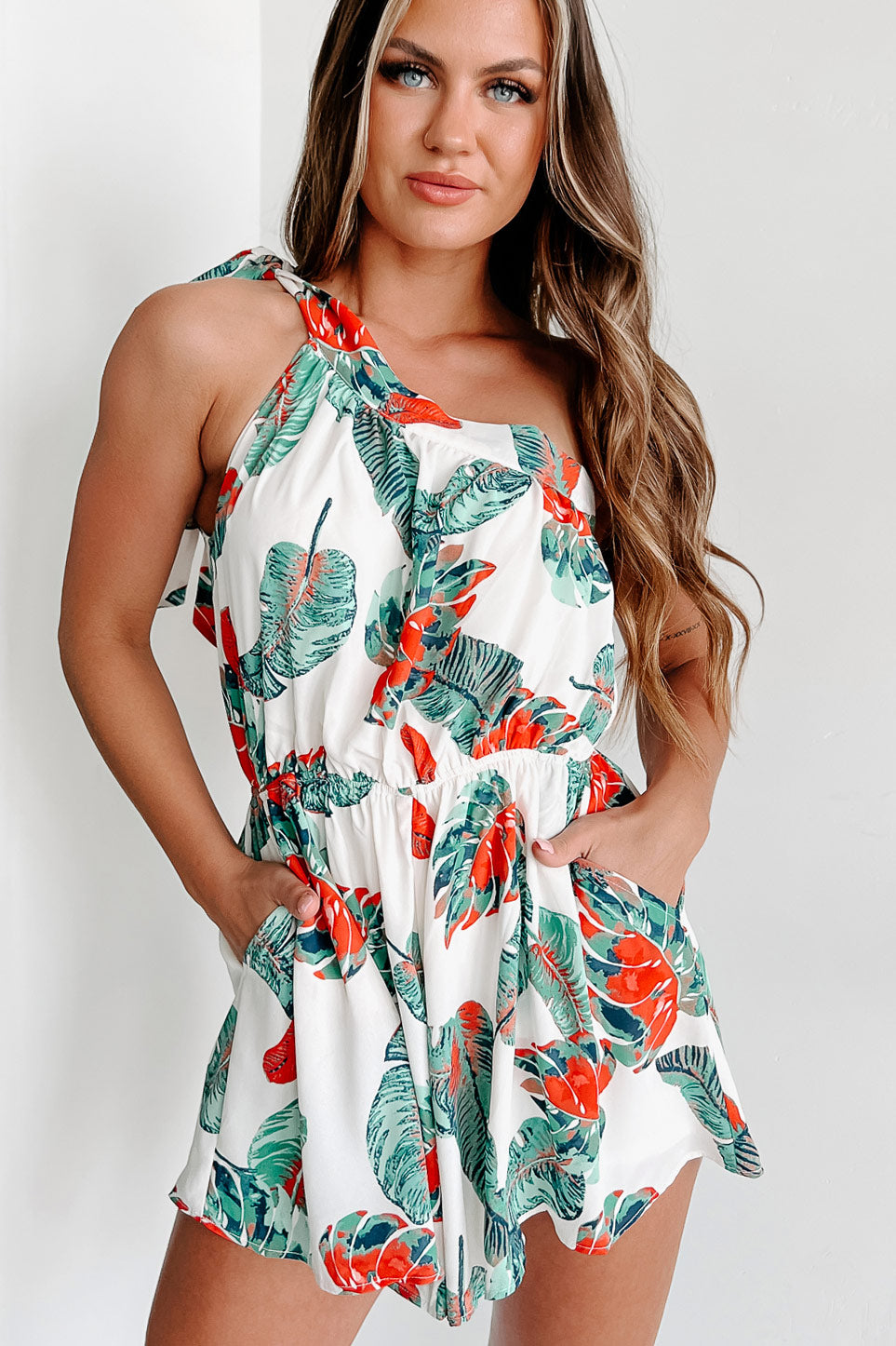 Be What You Want One Shoulder Romper (White) - NanaMacs