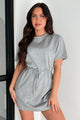 Daily Dose Of Cuteness Drawstring Waist T-Shirt Dress (Grey) - NanaMacs