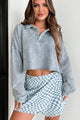 Next Town Over Oversized Long Sleeve Crop Top (Charcoal) - NanaMacs