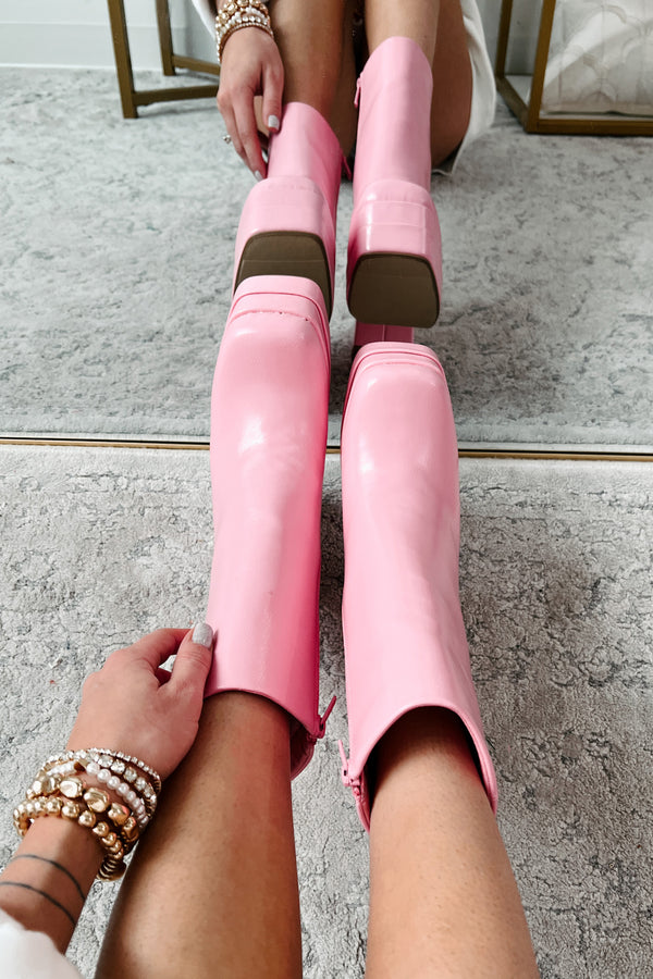 Girly To The Max Double Platform Booties (Pink) - NanaMacs